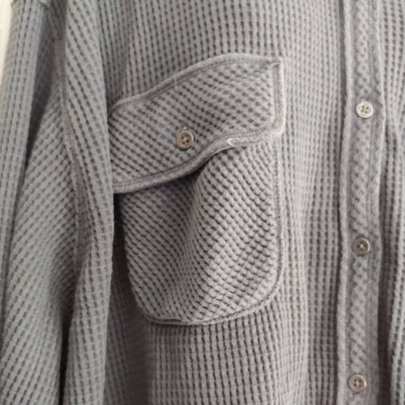 Aerie Women’s Shirt Lumberjack Waffle Knit Oversized Gray Layer Lagom XXL - Picture 6 of 14